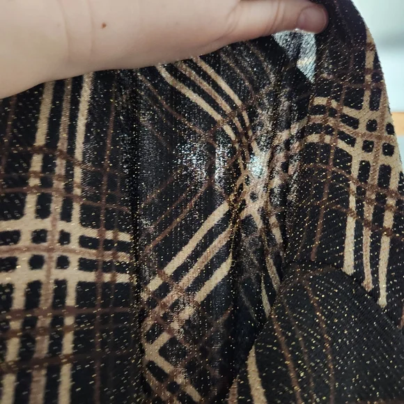 90s Y2K G.A.S. Metallic Plaid Brown Mockneck Mini Dress Size Medium - Picture 8 of 12